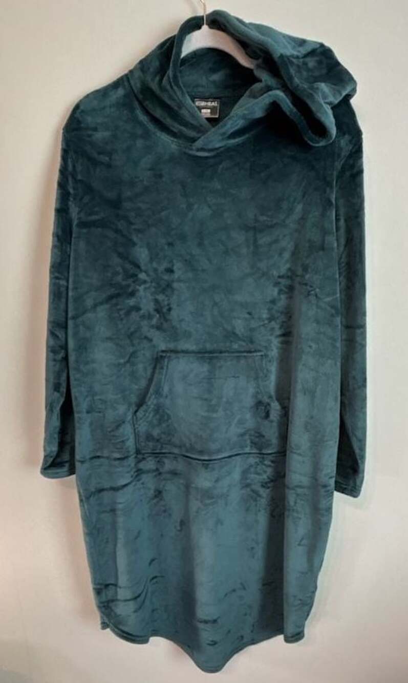 32 Degrees Heat Velvet Loungewear, Cozy Plush Sleep Lounger, Deep Baltic, Size L